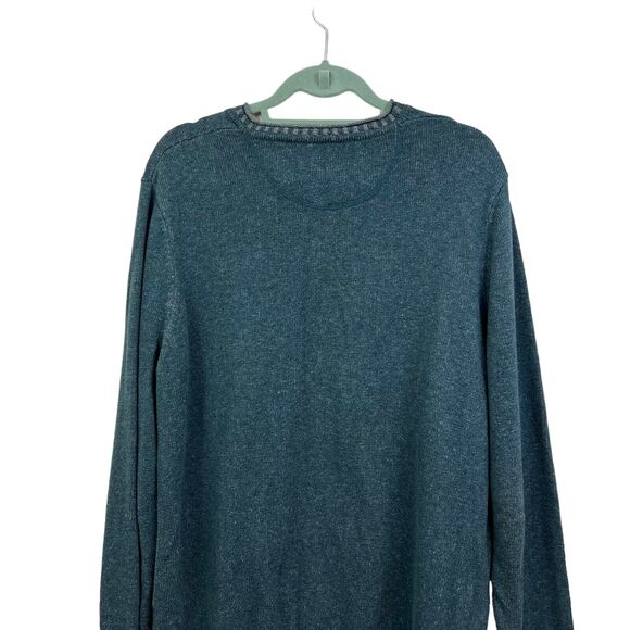 Johnston Murphy Mens Knit Sweater Merino Wool Blend‎ V Neck Green Gray Size L - Picture 5 of 5